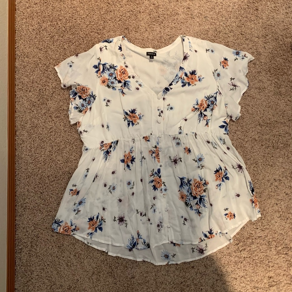 White Floral Blouse